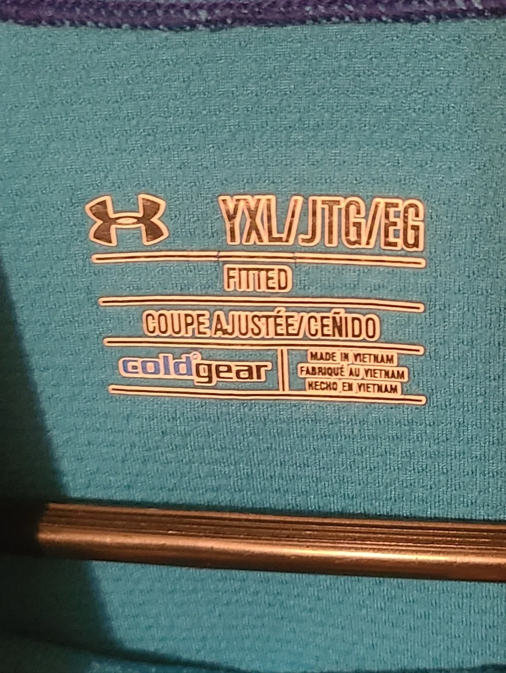 Under Armour Teal and Navy ColdGear Hooded Performance Shirt Youth XL